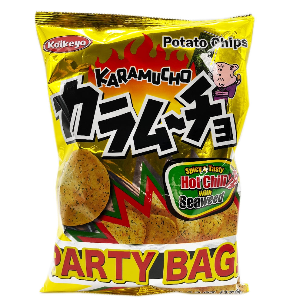 Koikeya Karamucho Potato Chips Hot Chili with Seaweed Party Bag 6.2 oz