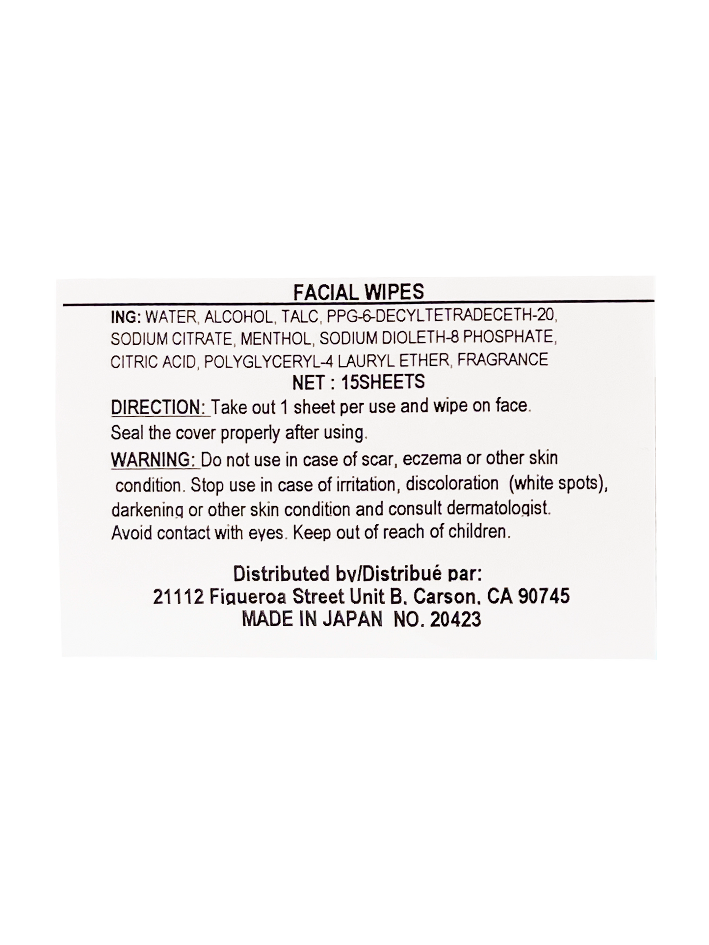 Gatsby Facial Wipes 15 Sheets 3.3 oz