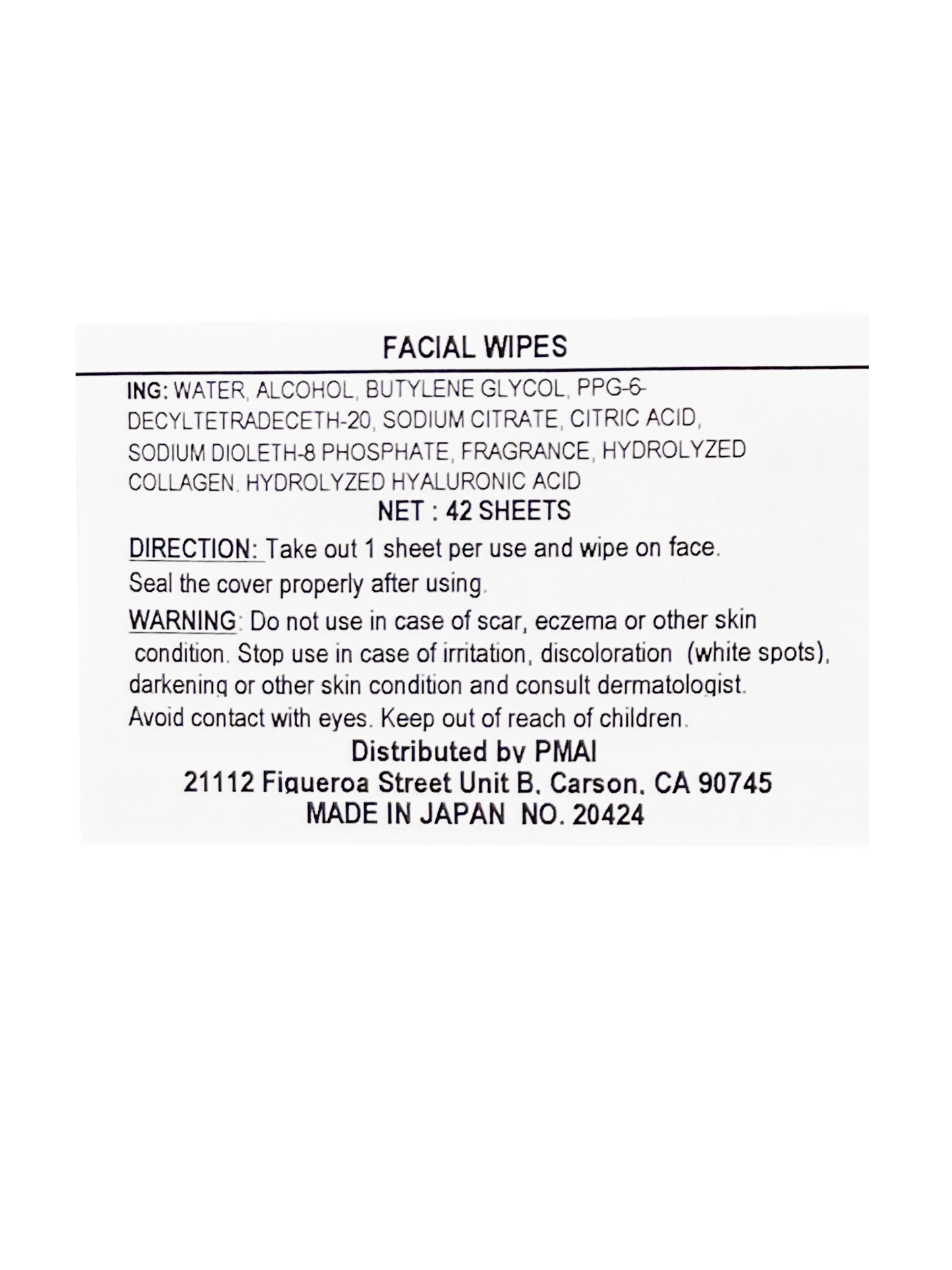 Gatsby Facial Wipes Moist 42 Sheets 9.4 oz