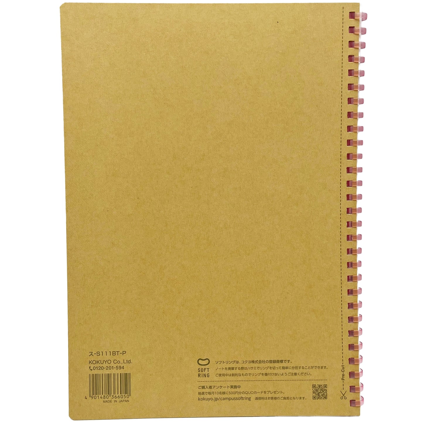 Kokuyo Campus Soft Ring Notebook 6mm Pink 1 each