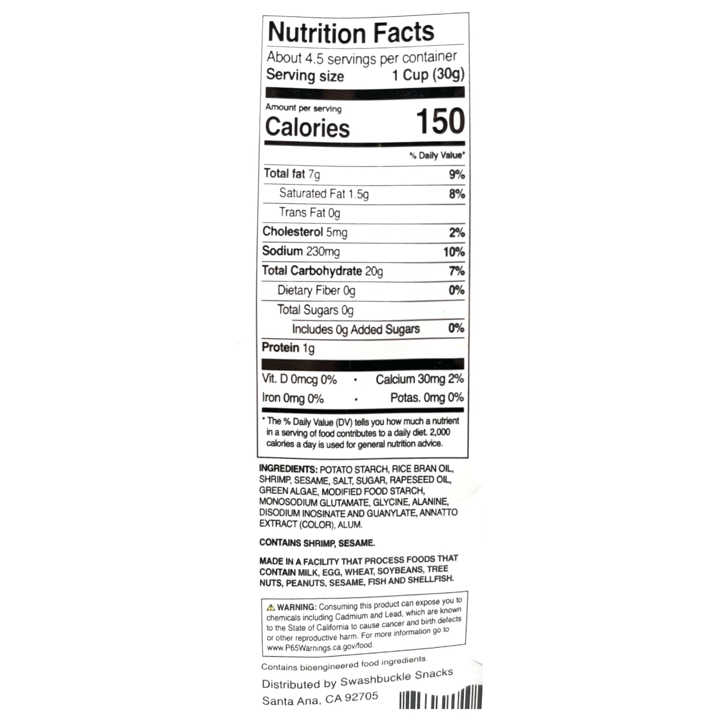 Swashbuckle Snacks Shrimp Chips 4.59 oz