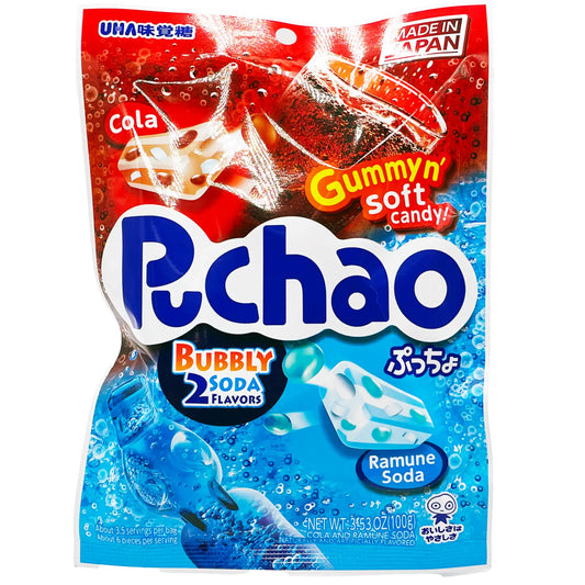 UHA Mikakuto Puchao Cola & Ramune Soda Soft Candy 3.53 oz
