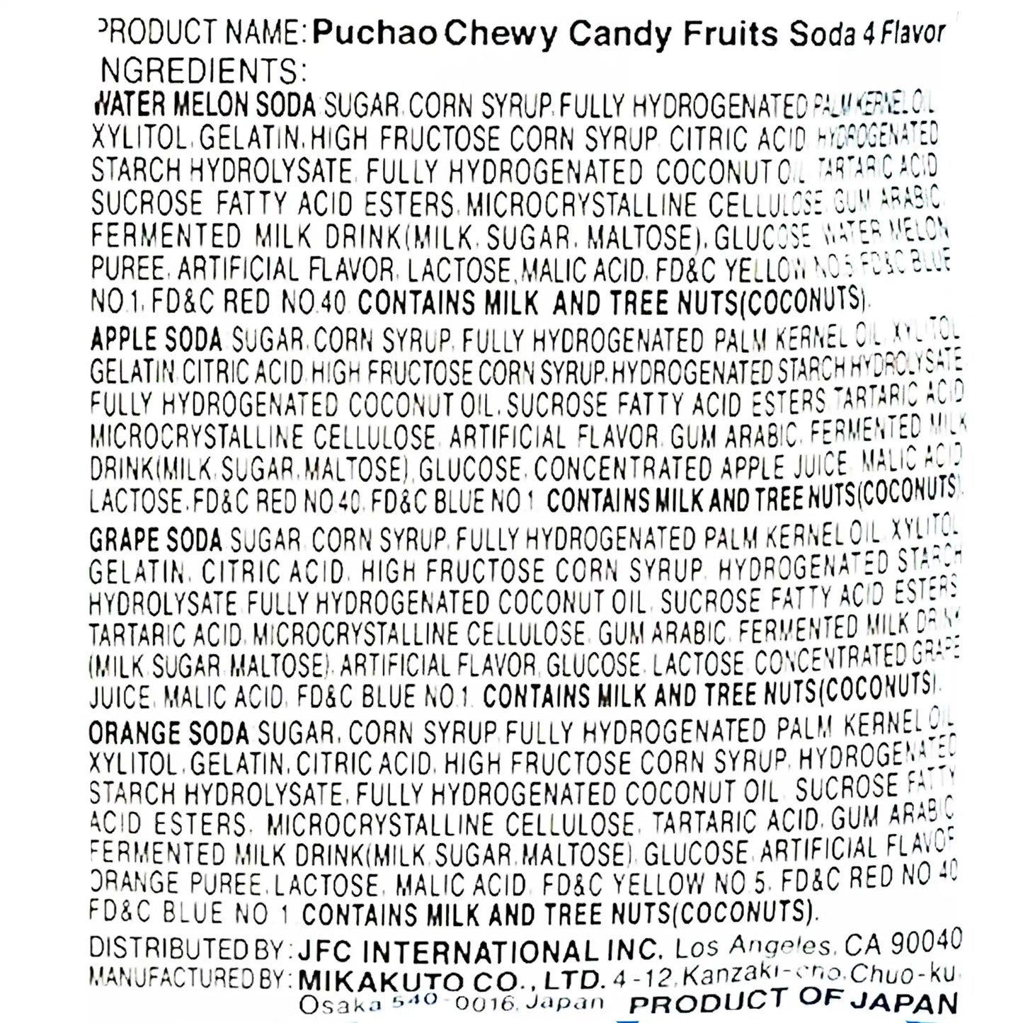 UHA Mikakuto Puchao 4 Fruits Soda Flavors Soft Candy 3.53 oz