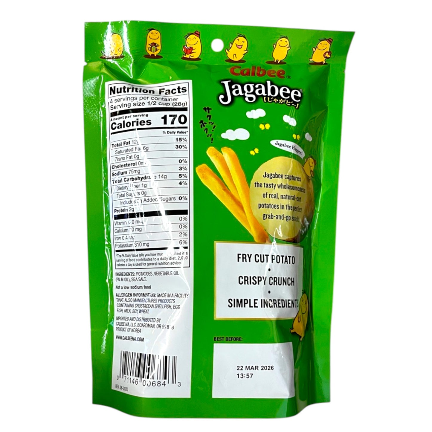 Calbee Jagabee Lightly Salted Potato Crisps 4.0 oz