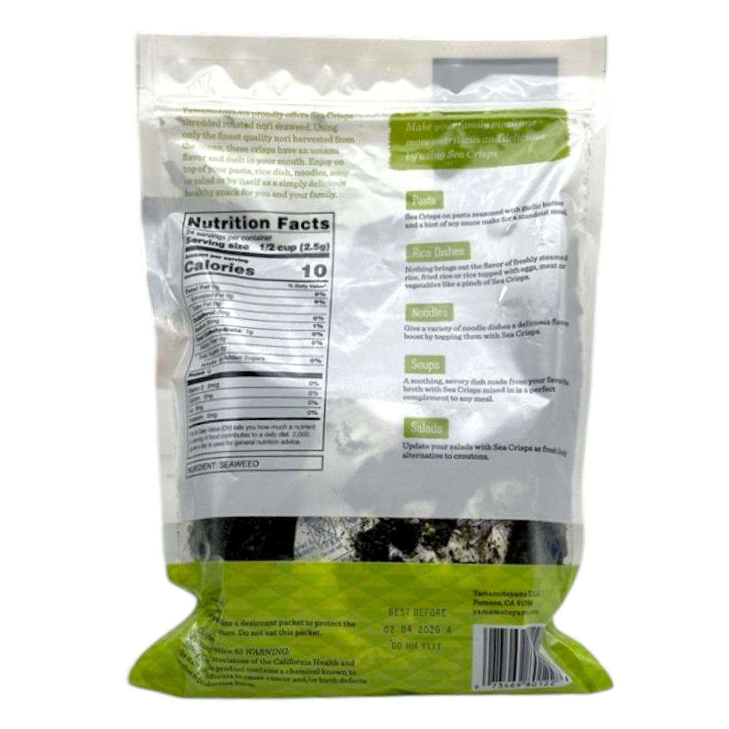 Yamamotoyama Sea Crisps Unsalted Roasted Seaweed Toppings 2.1 oz