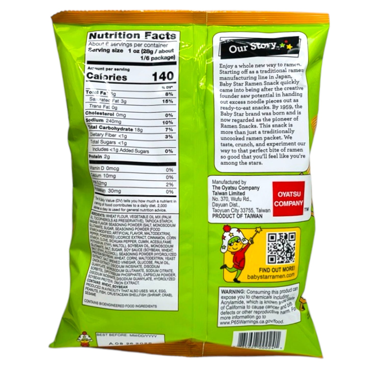 Baby Star Crunchy Ramen Snack Wasabi 6 oz