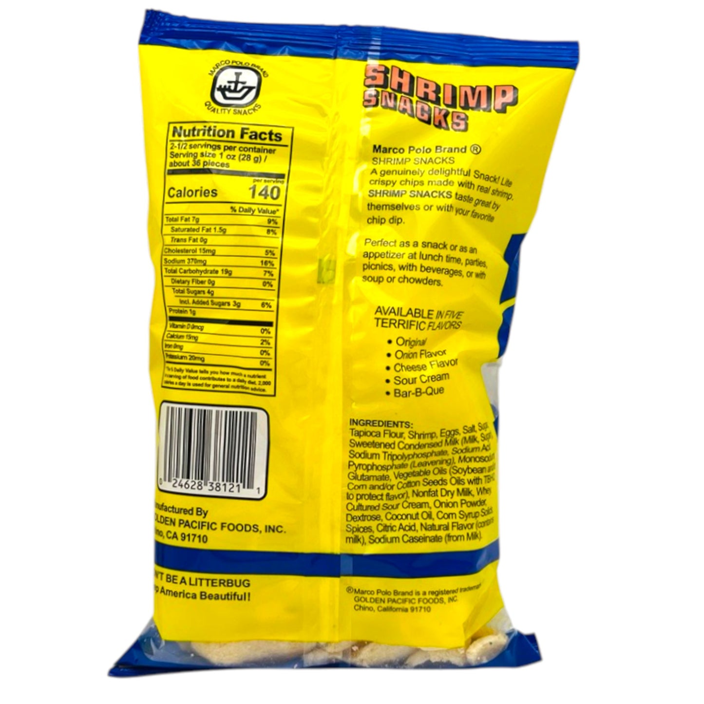 Marco Polo Brand Shrimp Snacks Sour Cream & Onion 2.15 oz