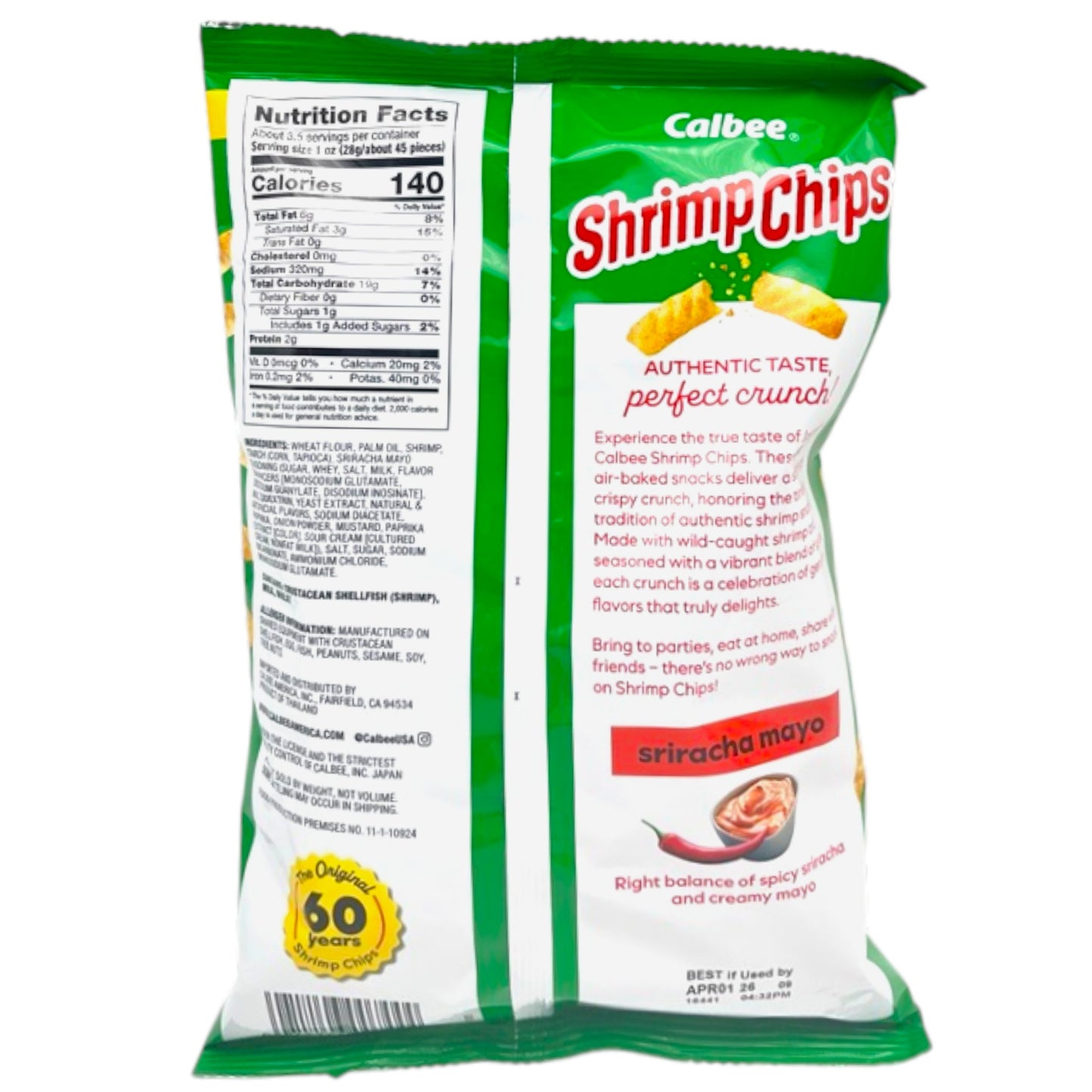 Calbee Shrimp Chips Sriracha Mayo 3.3 oz