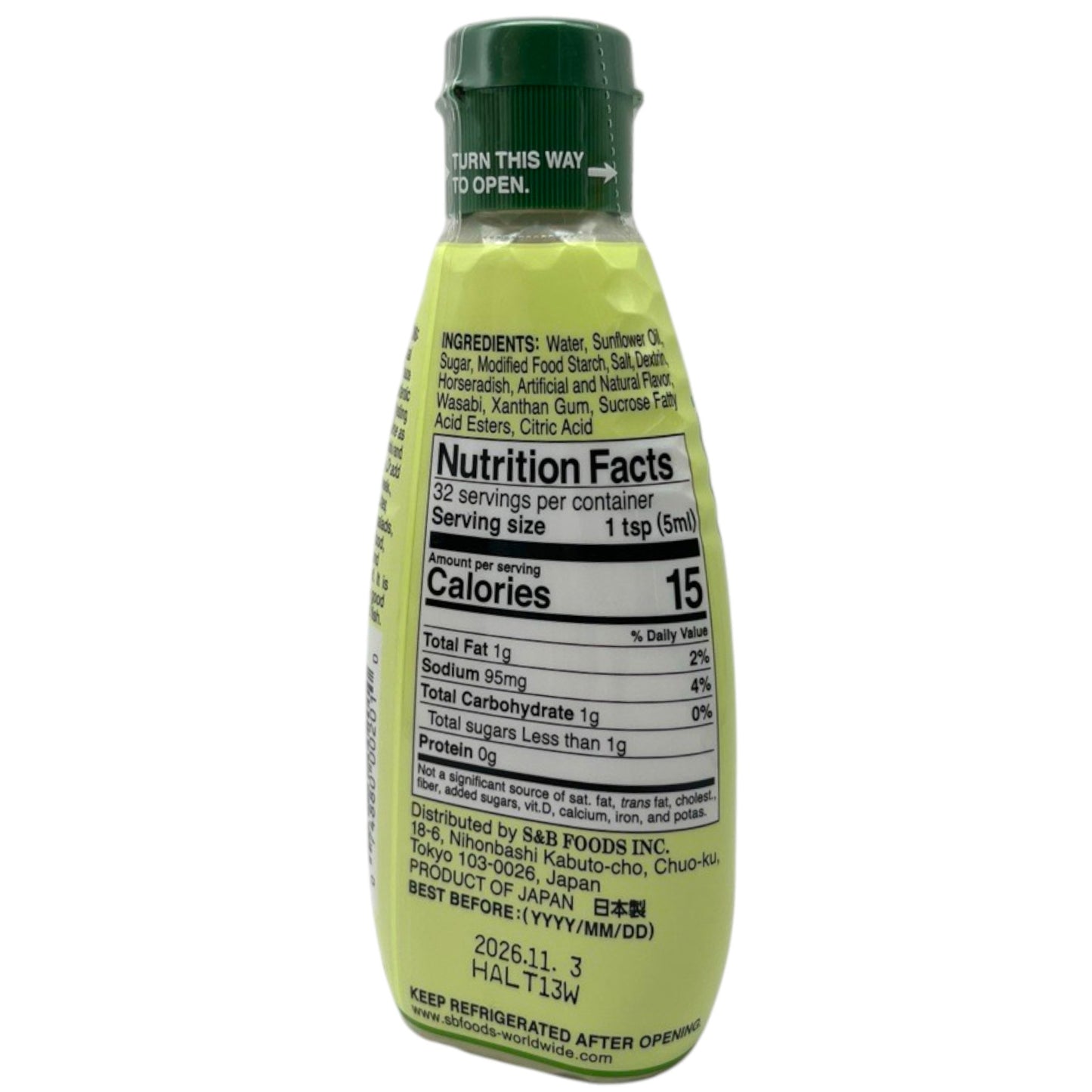 S&B Original Wasabi Sauce 5.3 fl oz