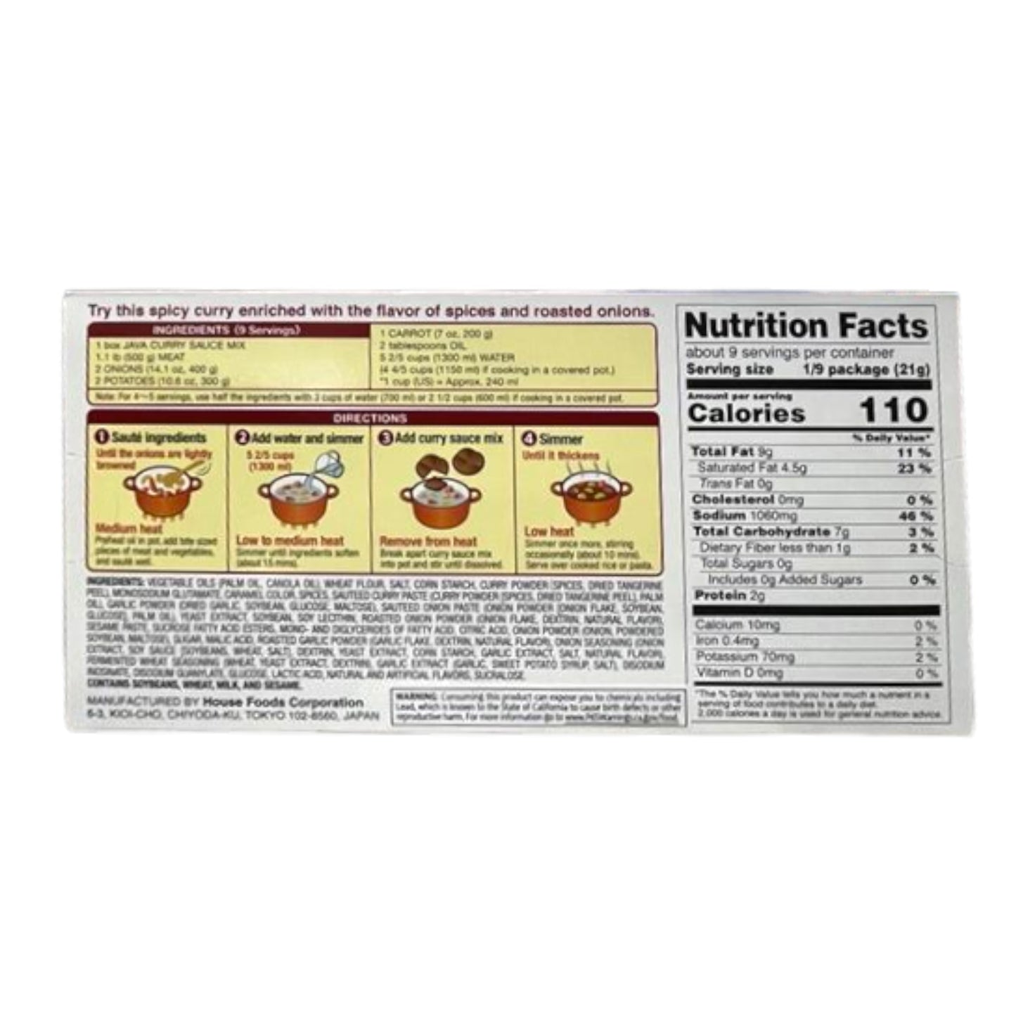 House Foods Java Curry Sauce Mix Hot 6.52 oz