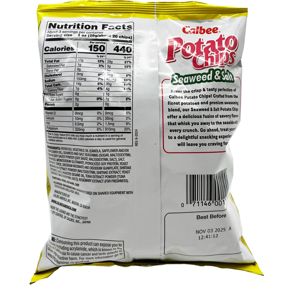 Calbee Potato Chips Nori Salt Seaweed Flavor 2.11 oz