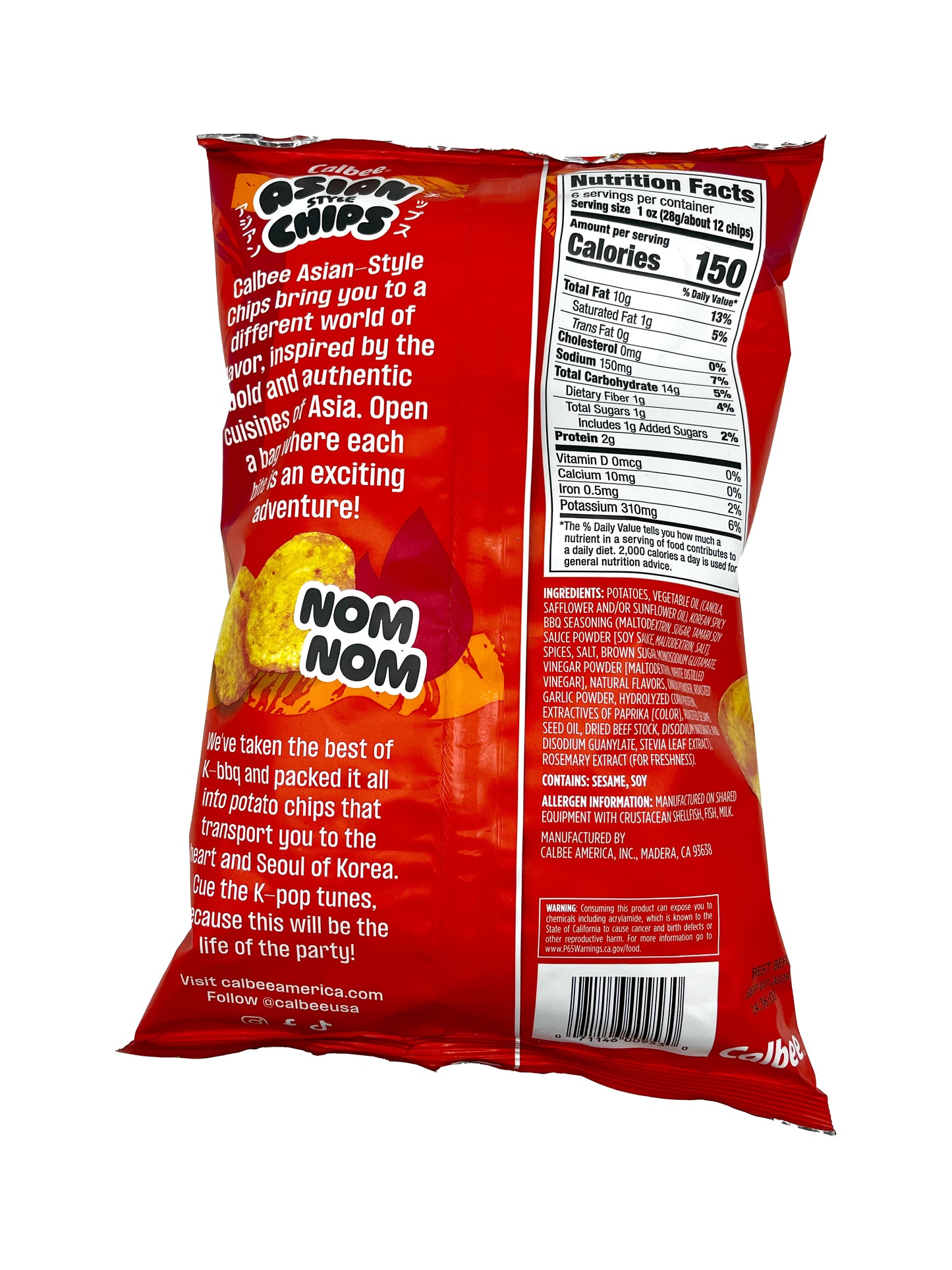 Calbee Asian Style Chips Korean-Style Spicy BBQ 6.0 oz