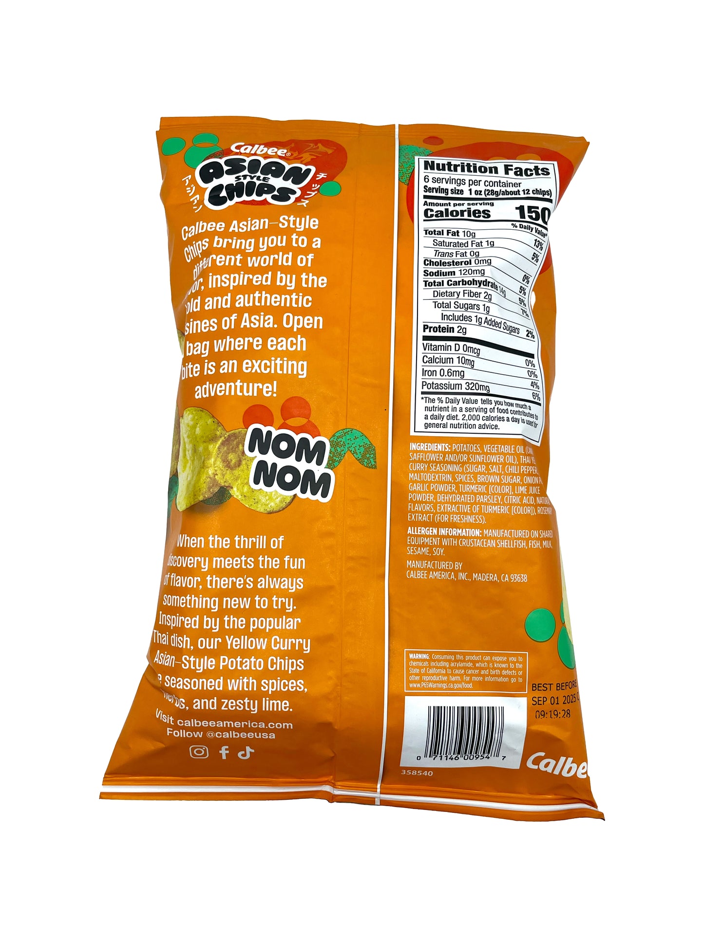 Calbee Asian Style Chips Thai Yellow Curry 6.0 oz
