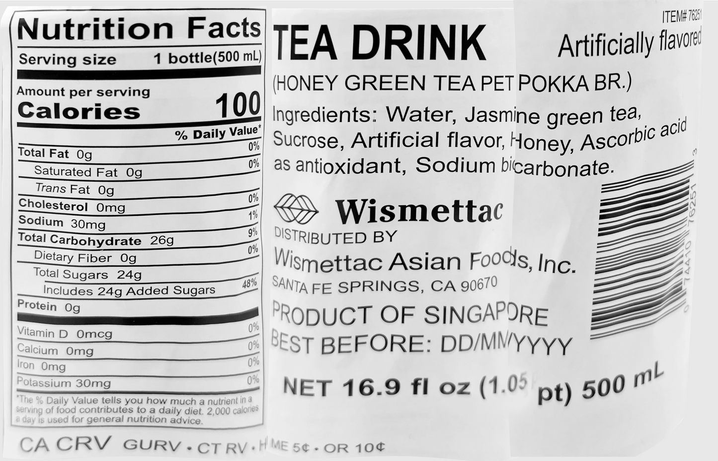 Pokka Honey Green Tea 16.9 OZ