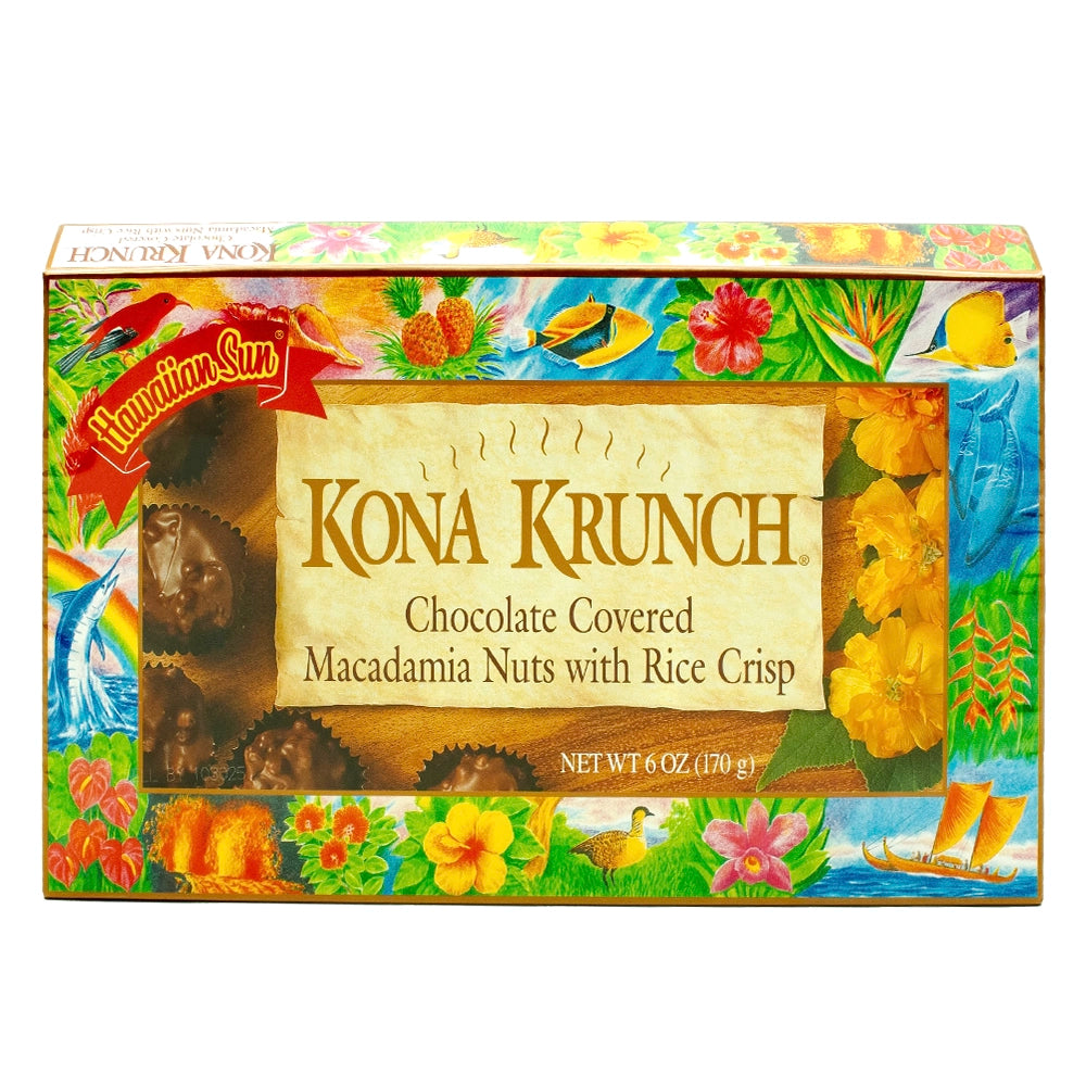 Hawaiian Sun Kona Krunch Chocolate Covered Macadamia Nuts with Rice Crisp 6 oz