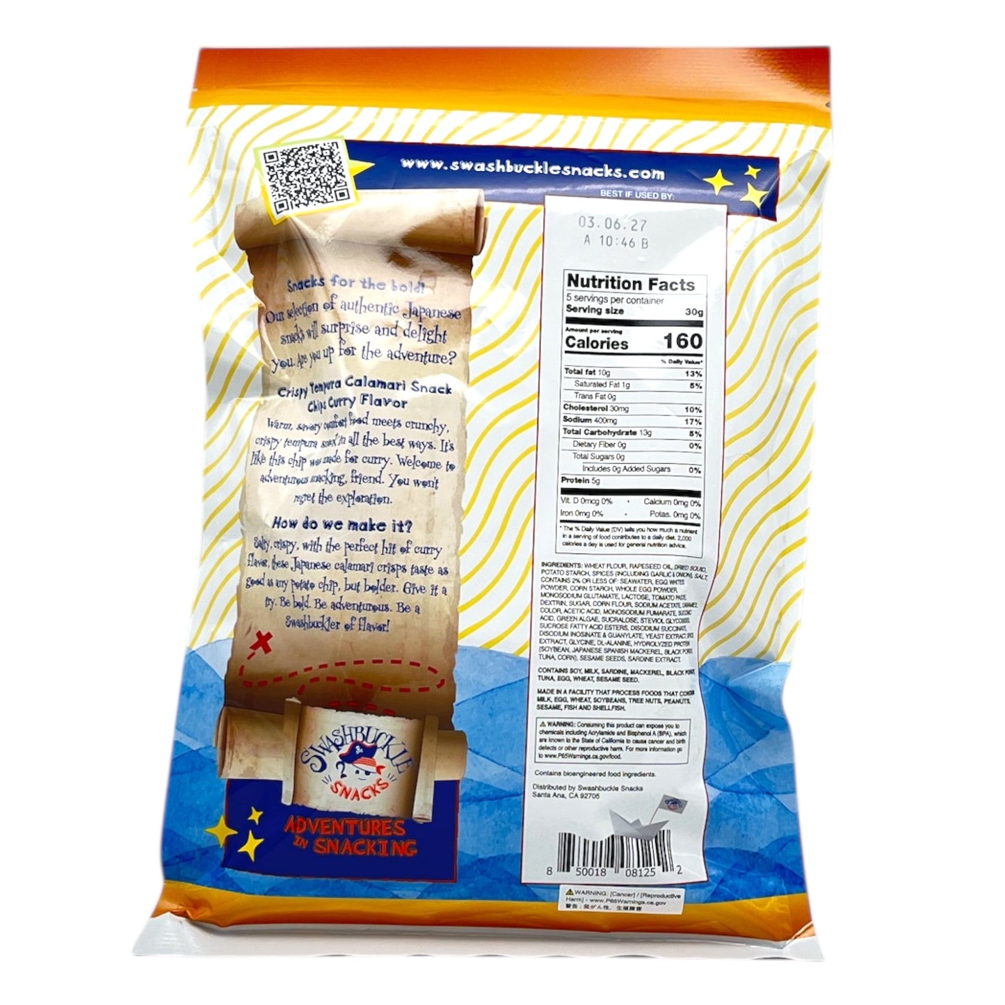 Swashbuckle Snacks Tempura Calamari Curry Snack Chips 5.29 oz