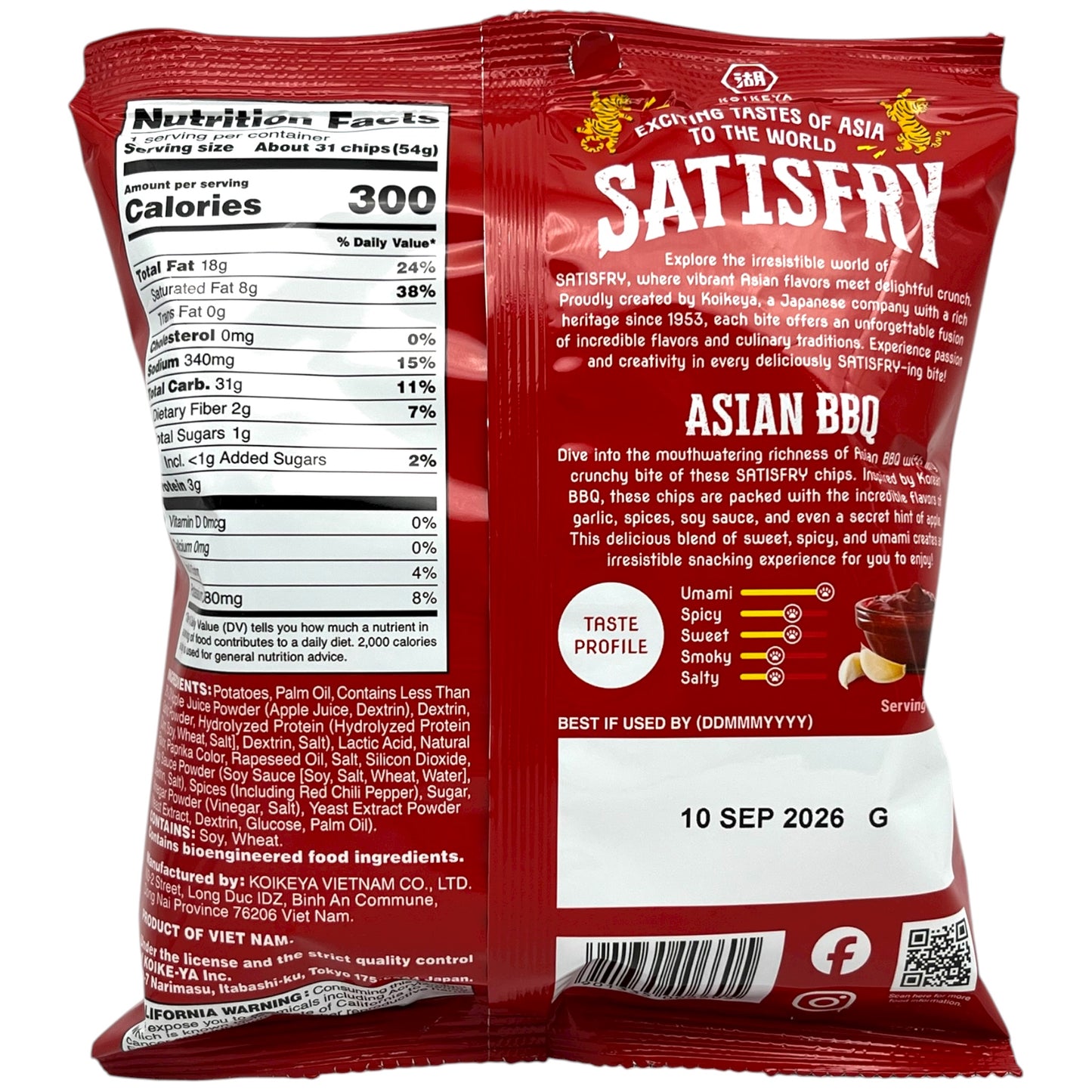 Koikeya Satisfry Asian BBQ Flavored Potato Chips 1.9 oz