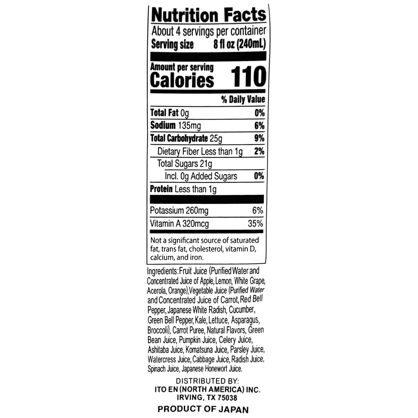 Itoen Vegetable & Fruit Juice Blend 30.4 fl oz