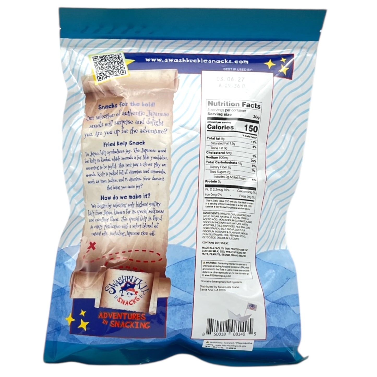 Swashbuckle Snacks Tempura Kelp Snack Chips Original Flavor 5.29 oz