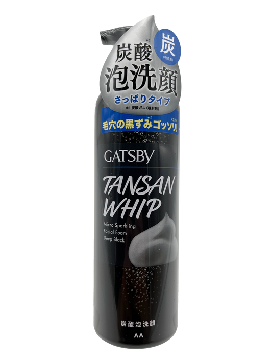 Gatsby Tansan Whip Micro Sparkling Facial Foam Deep Black 7.05 oz