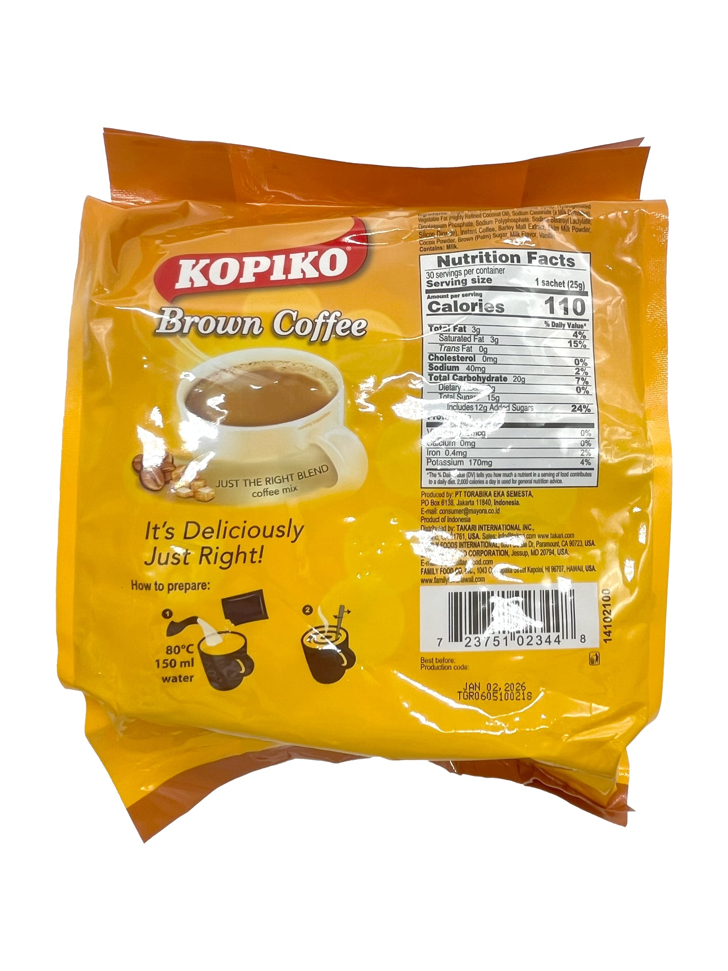 Kopiko Brown Coffee Just The Right Blend Coffee Mix 30 Sachets 26.4 oz