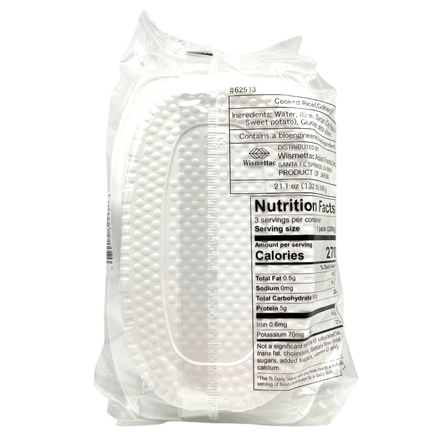 Shirakiku Cooked Plain Rice 3pk 600g