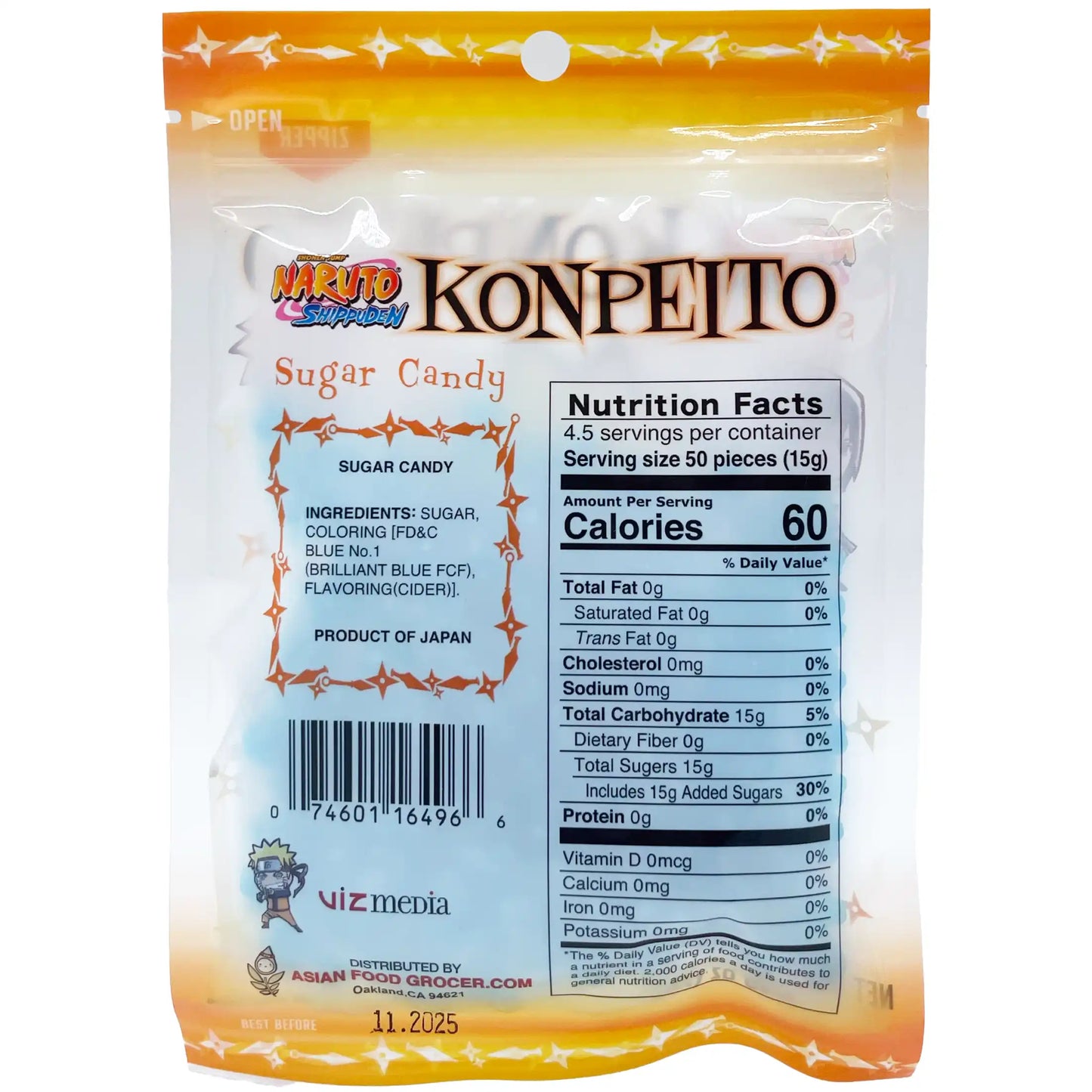 Naruto Sugar Candy Konpeito Soda Flavor 70 g