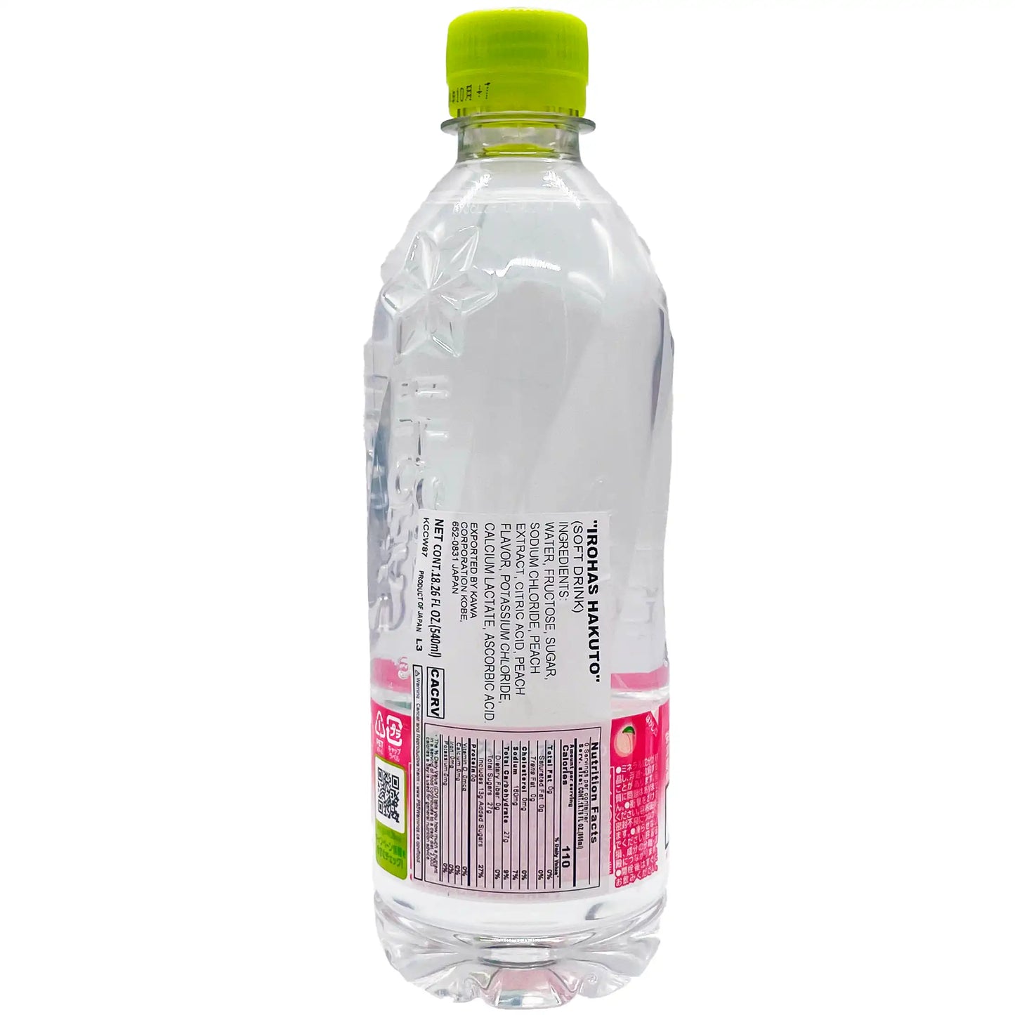 Irohas Water Drink Peach Flavor 18.2 oz