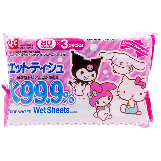 Sanrio Characters Pure Water Wet Tissue 80 Sheets 3 pack 1.9 lb