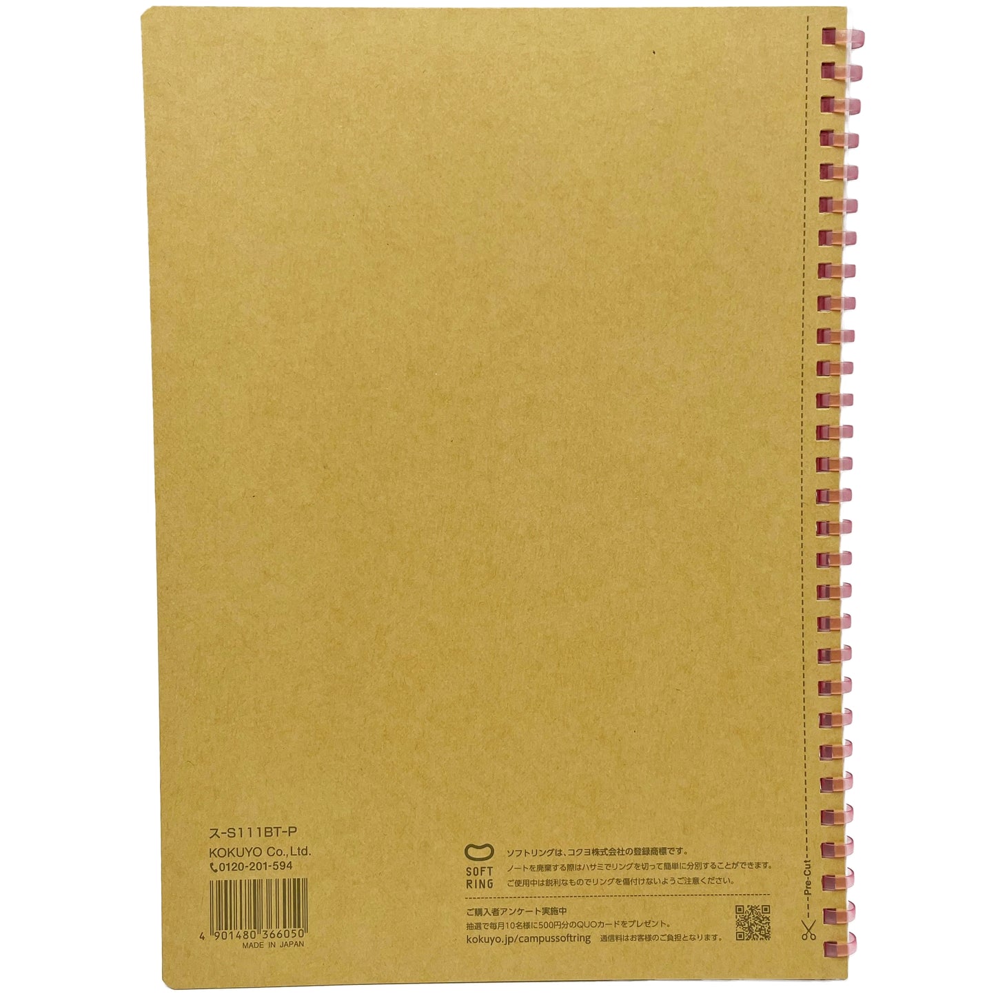 Kokuyo Campus Soft Ring Notebook 6mm Pink 1 each