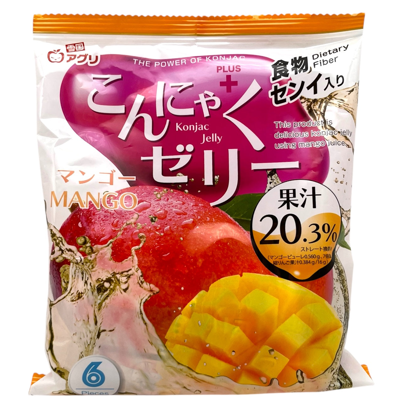 Yukiguni Aguri Konjac Jelly Mango 6 Pieces 3.38 oz