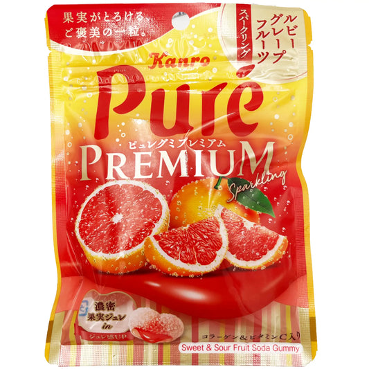 Kanro Pure Premium Grapefruit Sparkling Gummy Candy 1.90 oz