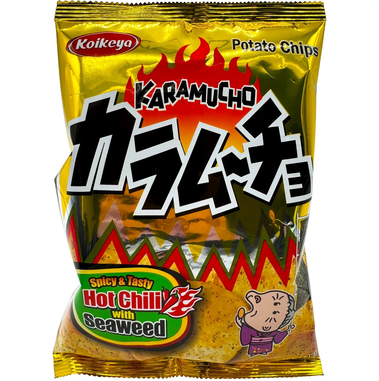 Koikeya Karamucho Potato Hot Chili with Seaweed Chips 1.9 oz