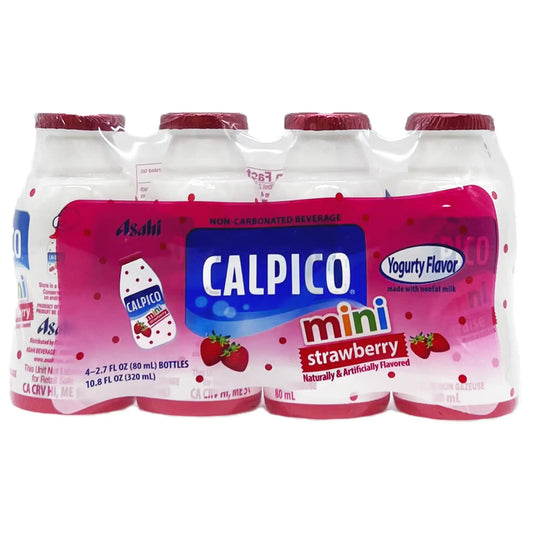 Calpico Mini Non-Carbonated Soft Drink, Strawberry Flavor 4 Pack 10.8 oz