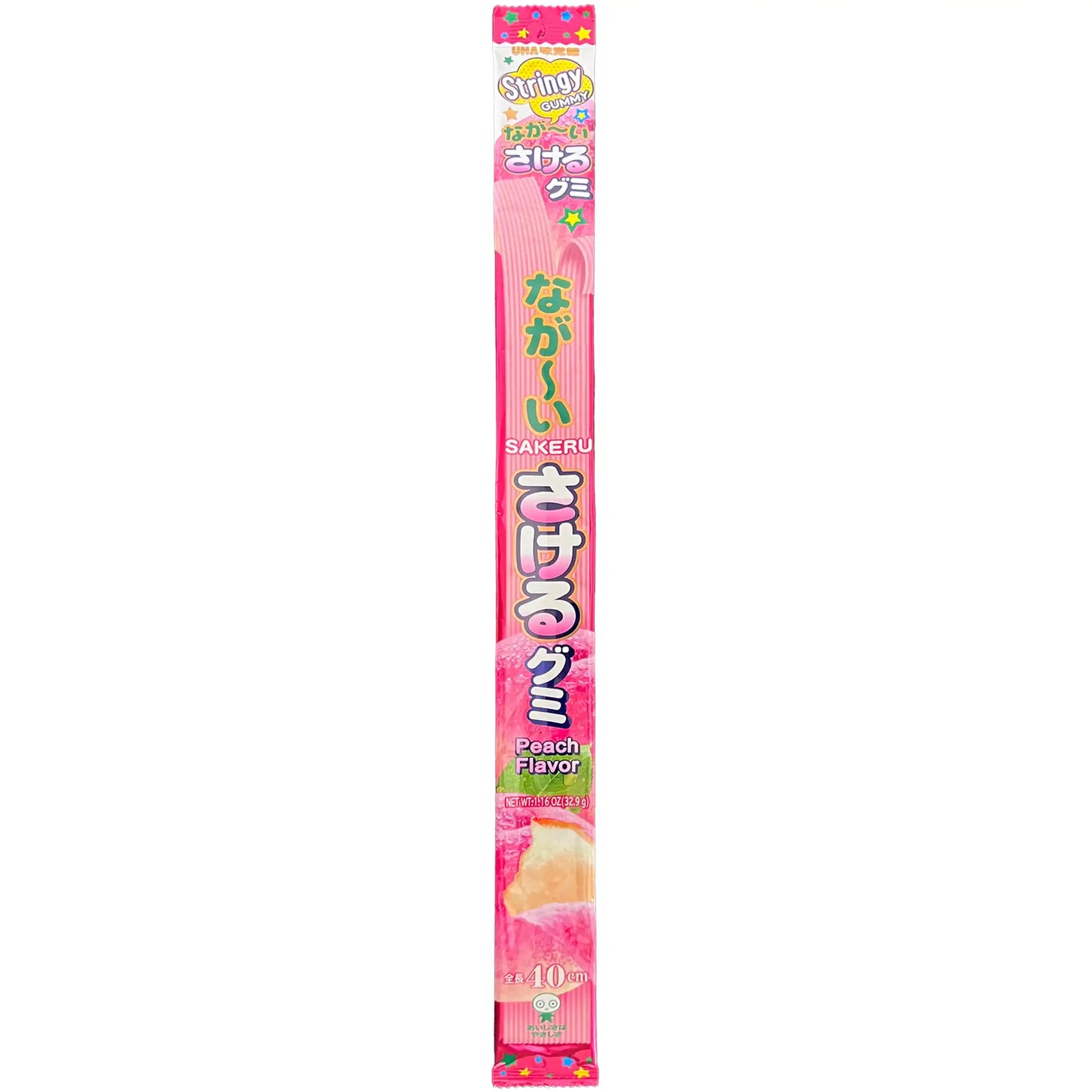 UHA Mikakuto Sakeru Stringy Gummy Peach Flavor 1.16 oz