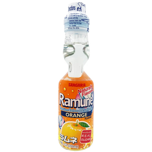 Sangaria Ramune Marble Carbonated Soft Drink Orange Flavor 6.76 fl. oz