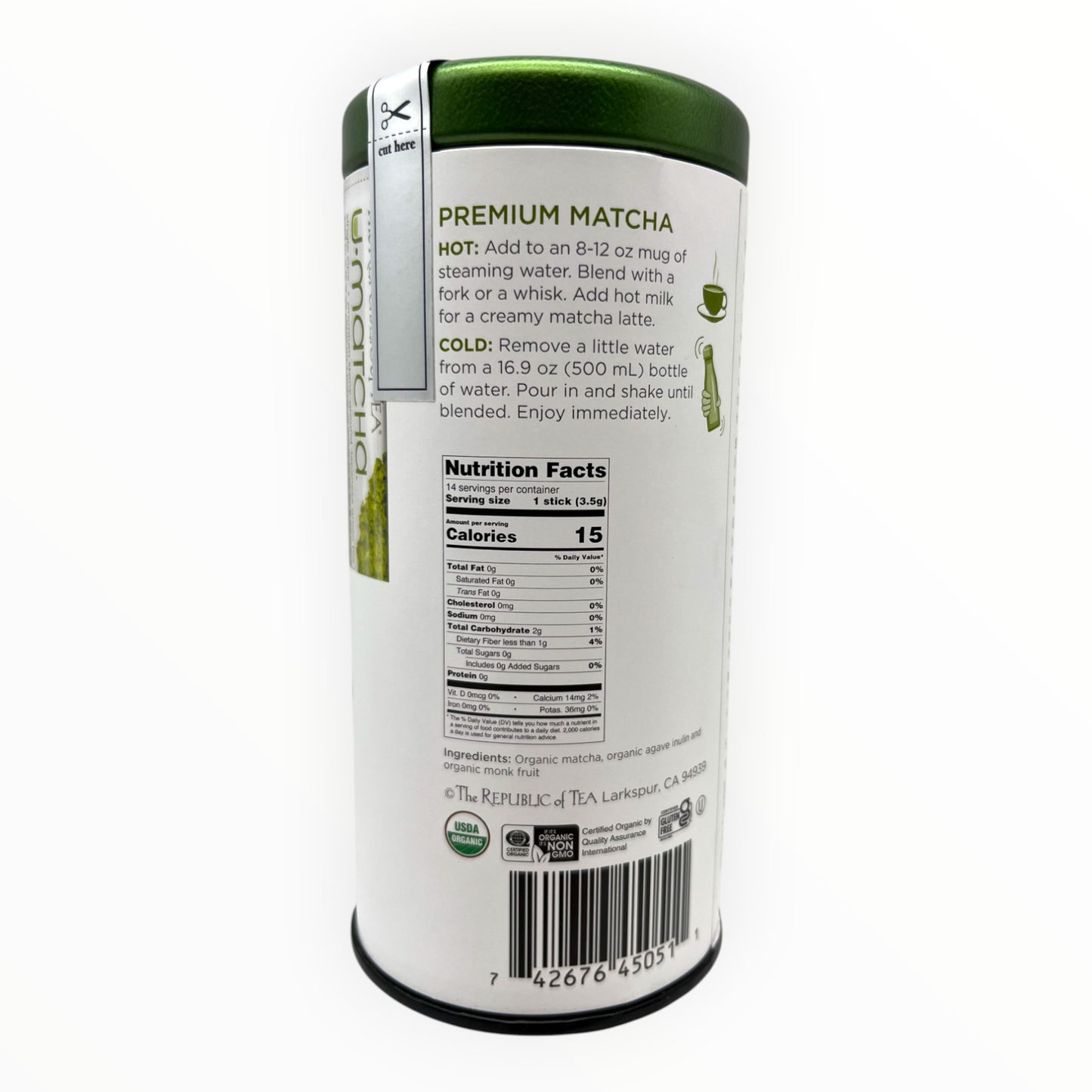The Republic of Tea U Matcha Single Sips 14 Packs 1.7 oz