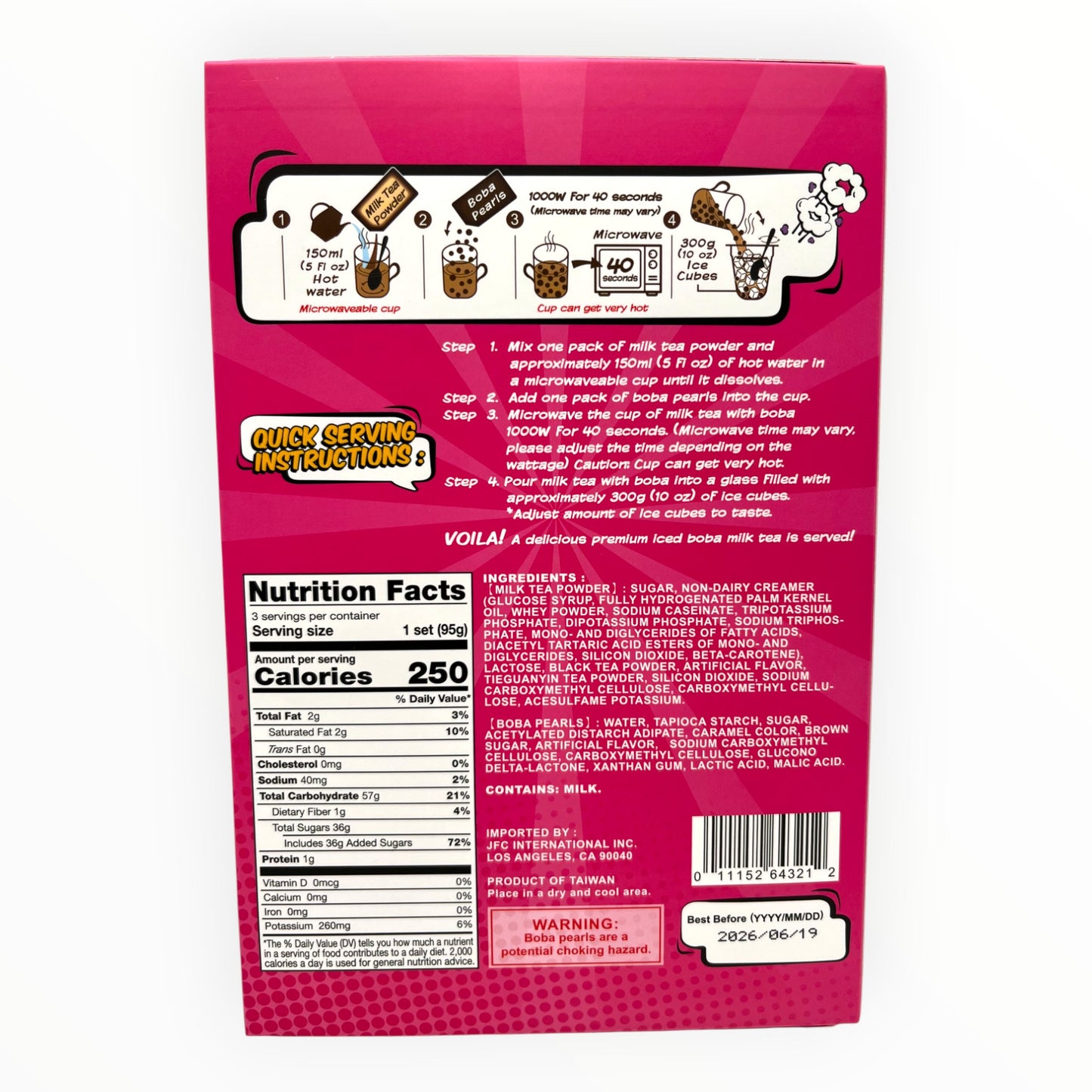 J-Basket Black Tea Instant Boba Kit 3 Packs 10 oz