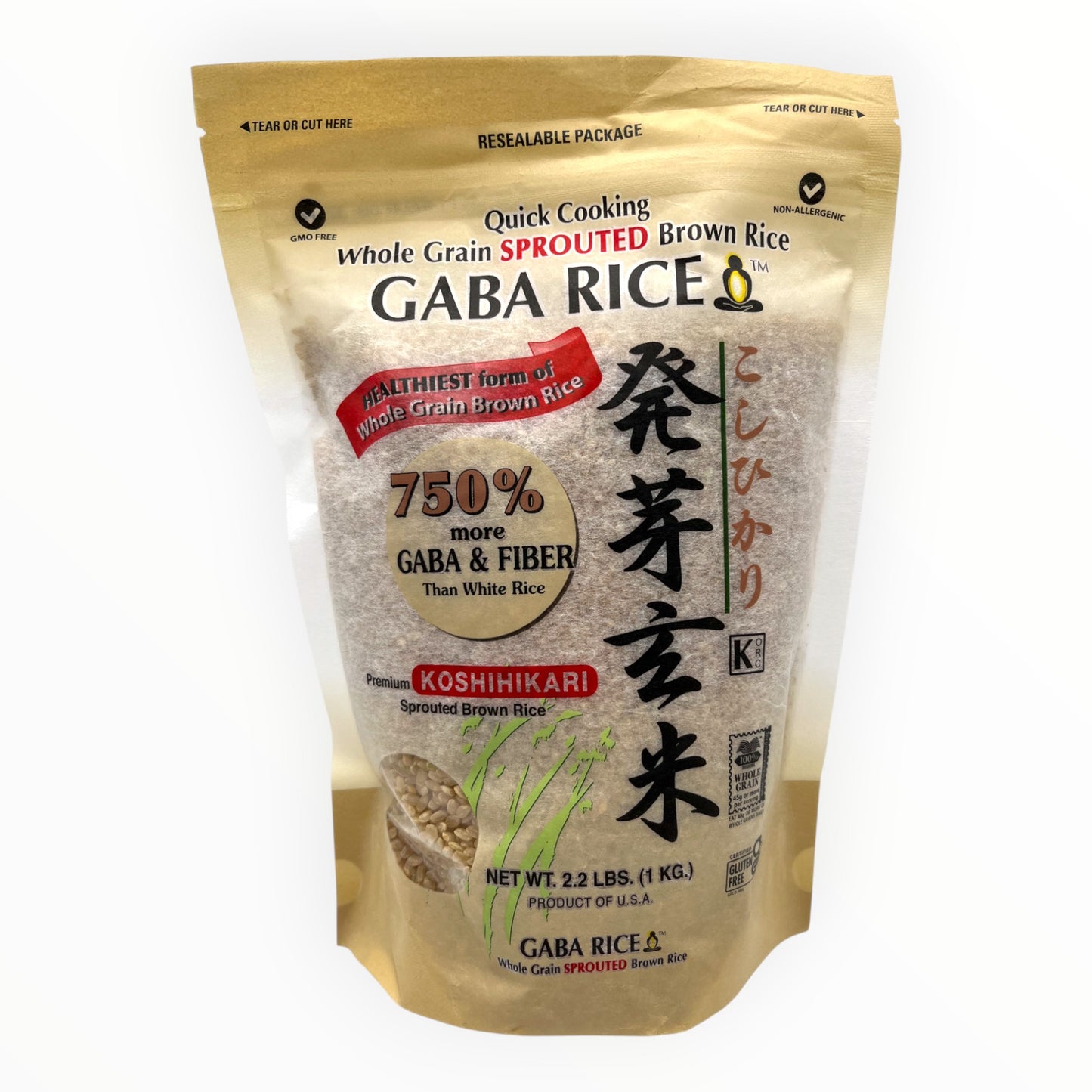 Gaba Rice Quick Cooking Whole Grain Koshihikari 2.2 lbs