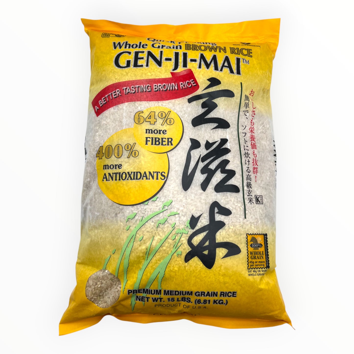 Gen Ji Mai Whole Grain Brown Rice 15 lbs