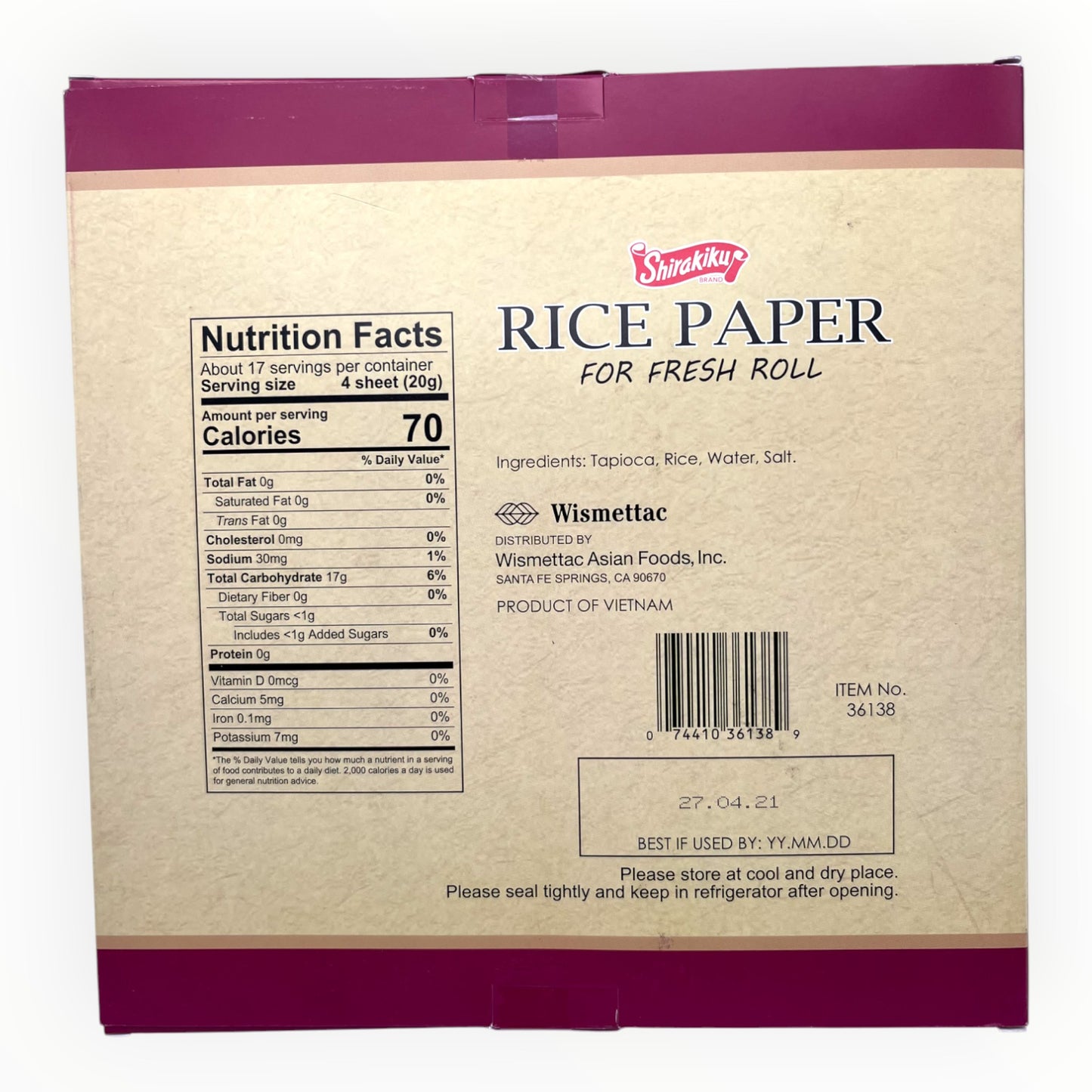Shirakiku Rice Paper 12 oz
