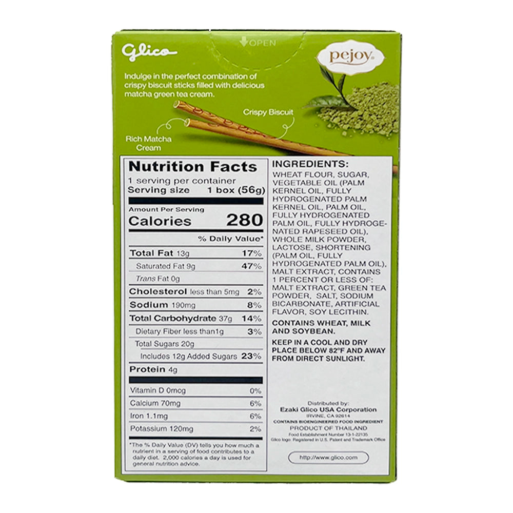 Glico Pejoy Matcha Cream Filled Biscuit Sticks 1.98 oz