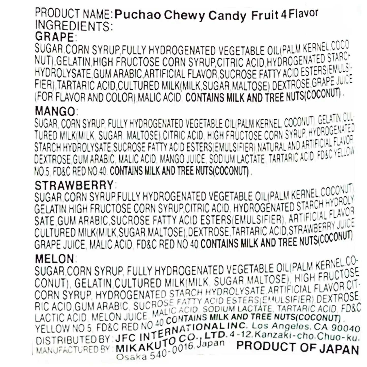 UHA Mikakuto Puchao Fruits 4 Flavors Soft Candy 3.53 oz