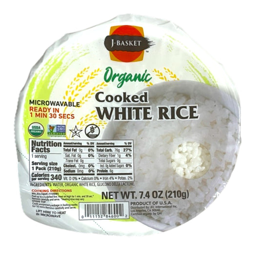 J-Basket Organic Cooked White Rice 7.4 oz