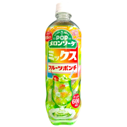 Suntory Pop Melon Soda Mix Fruits Carbonated Punch 20.29 fl oz