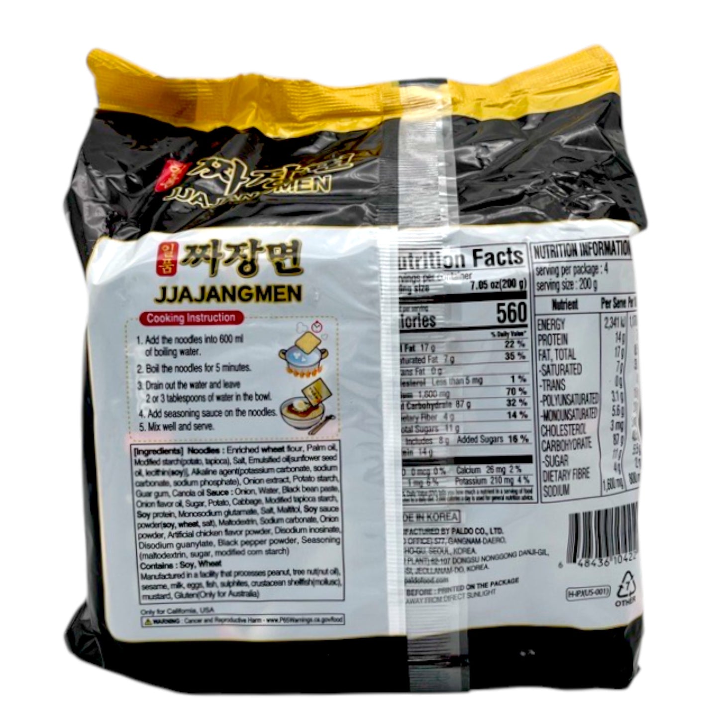 Paldo Jja Jang Men Un Bag 4P 28.22 oz