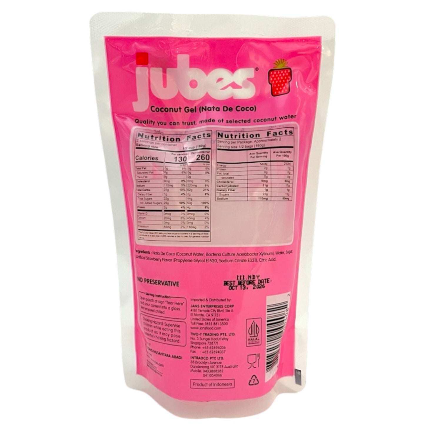 Jubes Nata de Coco Strawberry 12.7 oz