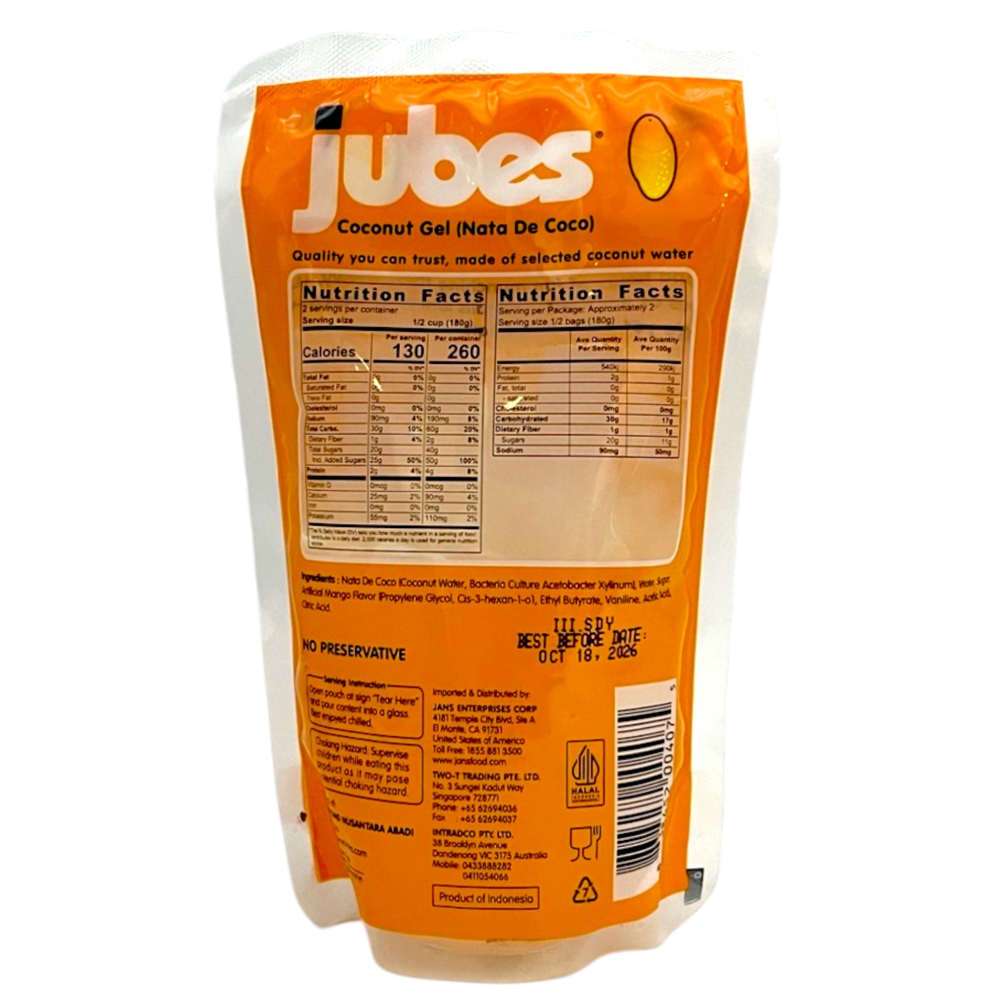 Jubes Nata de Coco Mango 12.7 oz