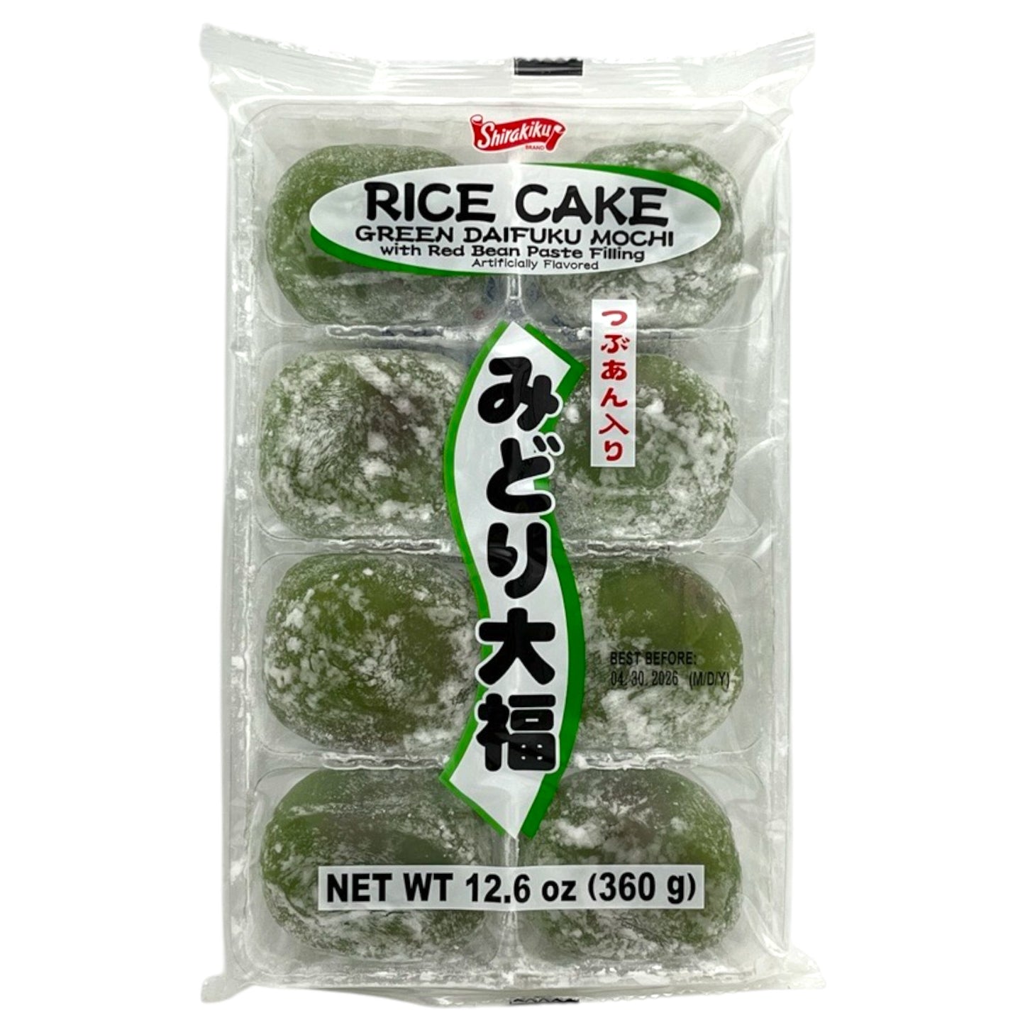 Shirakiku Green Daifuku Mochi Red Bean Paste 8P 12.6 oz