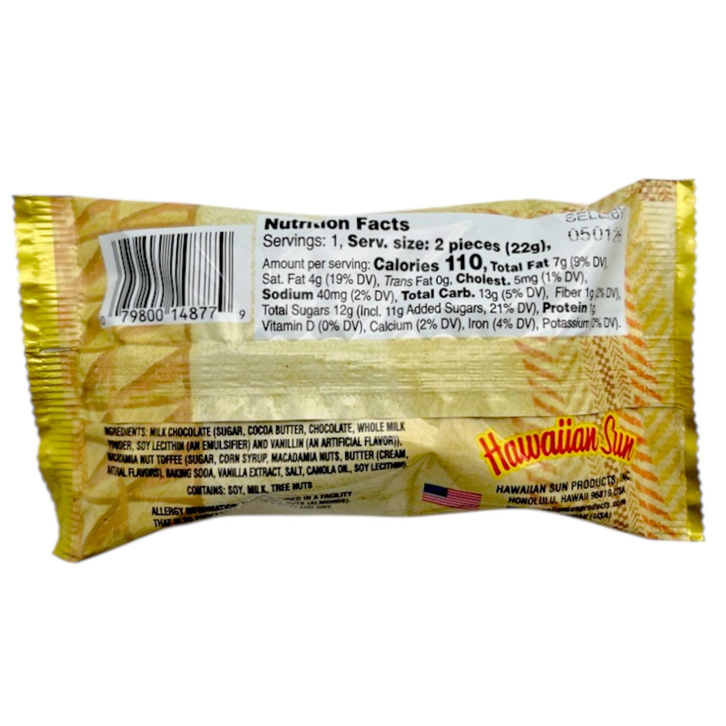 Hawaiian Sun Tapa Toffee Chocolate Covered Macadamia Nut 0.77 oz